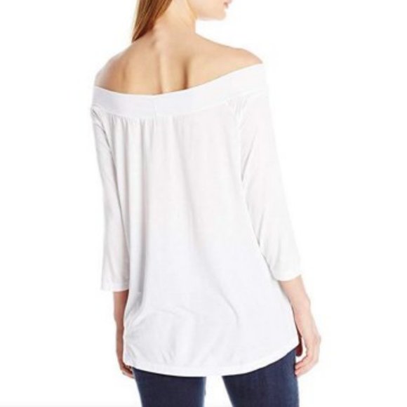 Michael Stars Jersey Lycra Off Shoulder Top - Picture 2 of 4